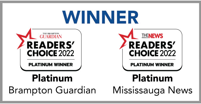 Readers' Choice 2022 winner logos from The Brampton Guardian and The Mississauga News