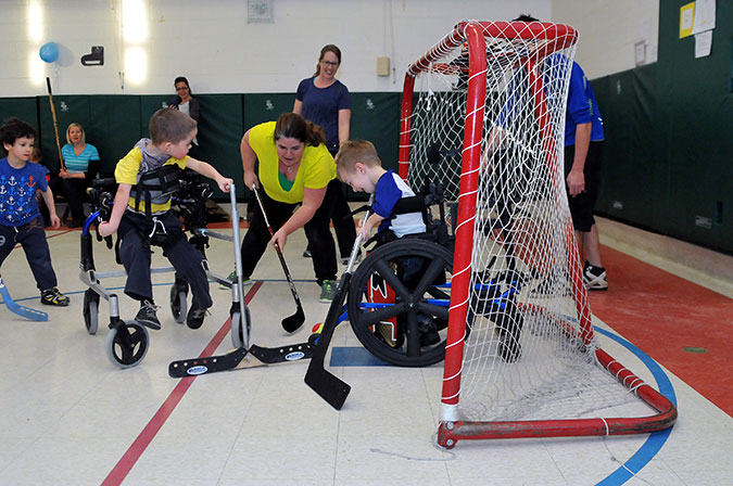 Children playing hockey