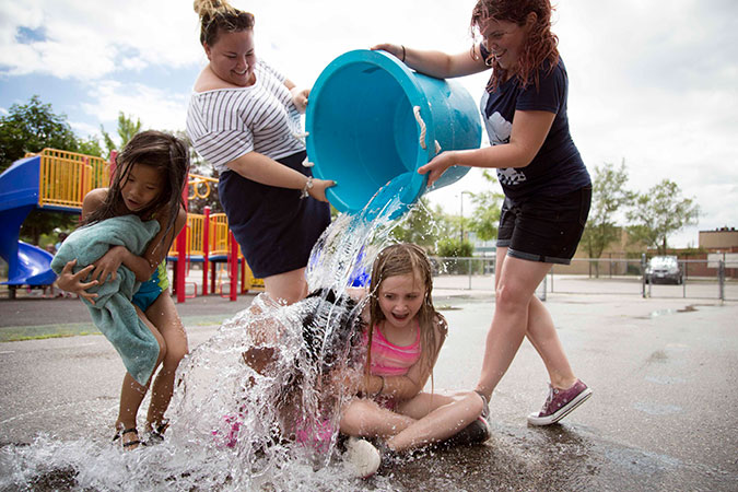 Water play at a PLASP summer camp