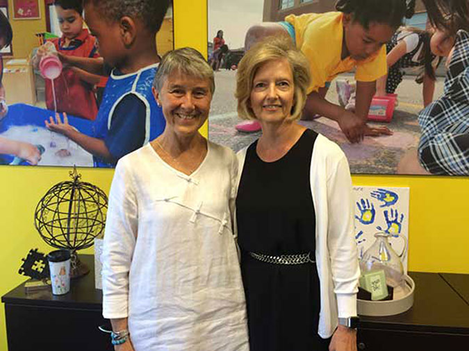 Karyn Callaghan, Program Coordinator and Lecturer in the Bachelor of Early Childhood Studies program at Charles Sturt University, with PLASP CEO Lynn Hiebert.