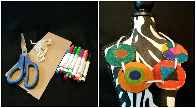 Necklace made with yarn and cardboard