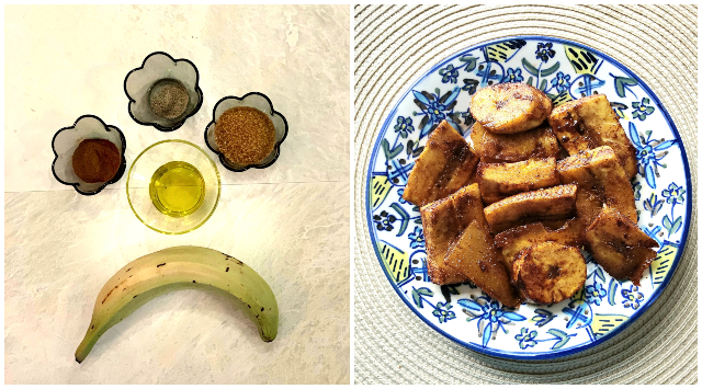 Slices of baked plantains