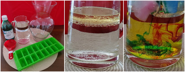 Glass jar filled with water and colourful oils
