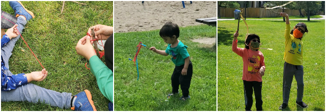 Children waving streamers