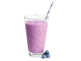 Glass with blueberry smoothie
